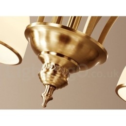 Pure Brass Grande Luxuoso Rústico Retro Vintage Pingente de Latão Lustre com Tons de Vidro