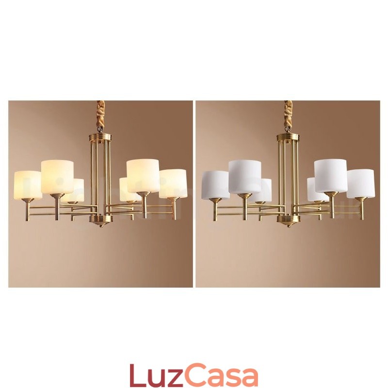 Pure Brass Grande Luxuoso Rústico Retro Vintage Pingente de Latão Lustre com Tons de Vidro