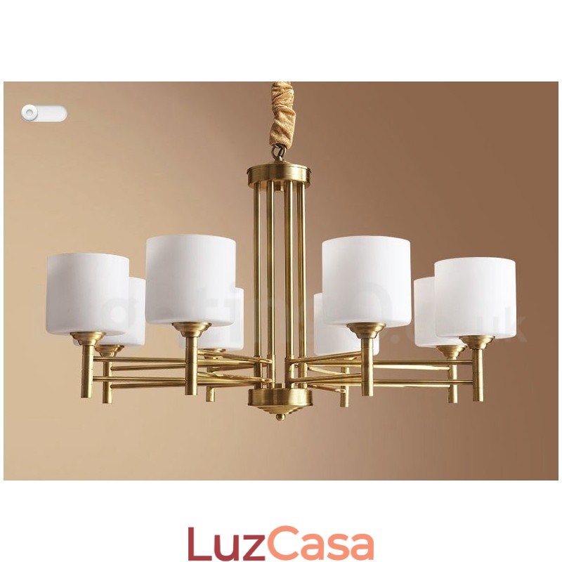 Pure Brass Grande Luxuoso Rústico Retro Vintage Pingente de Latão Lustre com Tons de Vidro