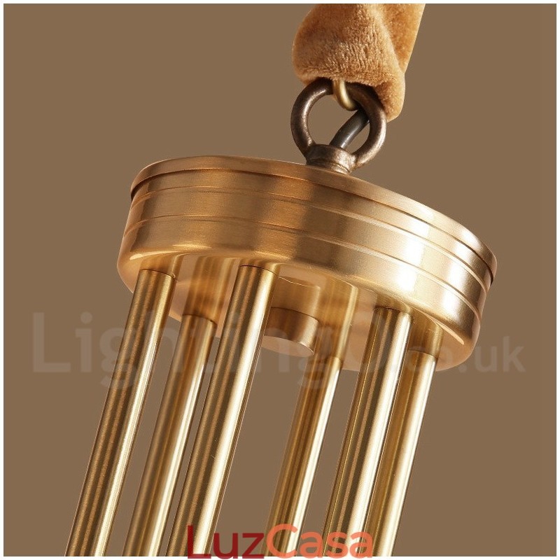 Pure Brass Grande Luxuoso Rústico Retro Vintage Pingente de Latão Lustre com Tons de Vidro
