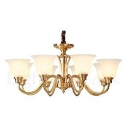 Pure Brass Grande Luxuoso Rústico Retro Vintage Sólido Latão Pingente Lustre com Tons de Vidro