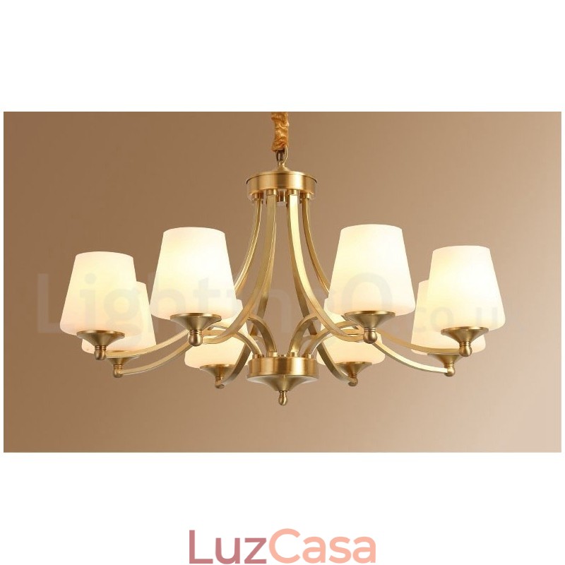 Pure Brass Grande Luxuoso Rústico Retro Vintage Pingente de Latão Lustre com Tons de Vidro