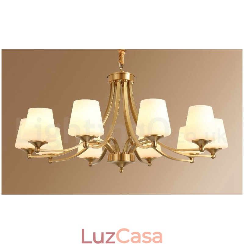 Pure Brass Grande Luxuoso Rústico Retro Vintage Pingente de Latão Lustre com Tons de Vidro