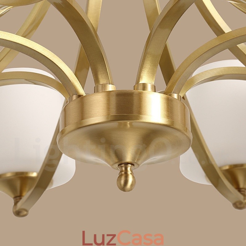 Pure Brass Grande Luxuoso Rústico Retro Vintage Pingente de Latão Lustre com Tons de Vidro