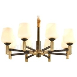 Pure Brass Grande Luxuoso Rústico Retro Vintage Pingente de Latão Lustre com Tons de Vidro