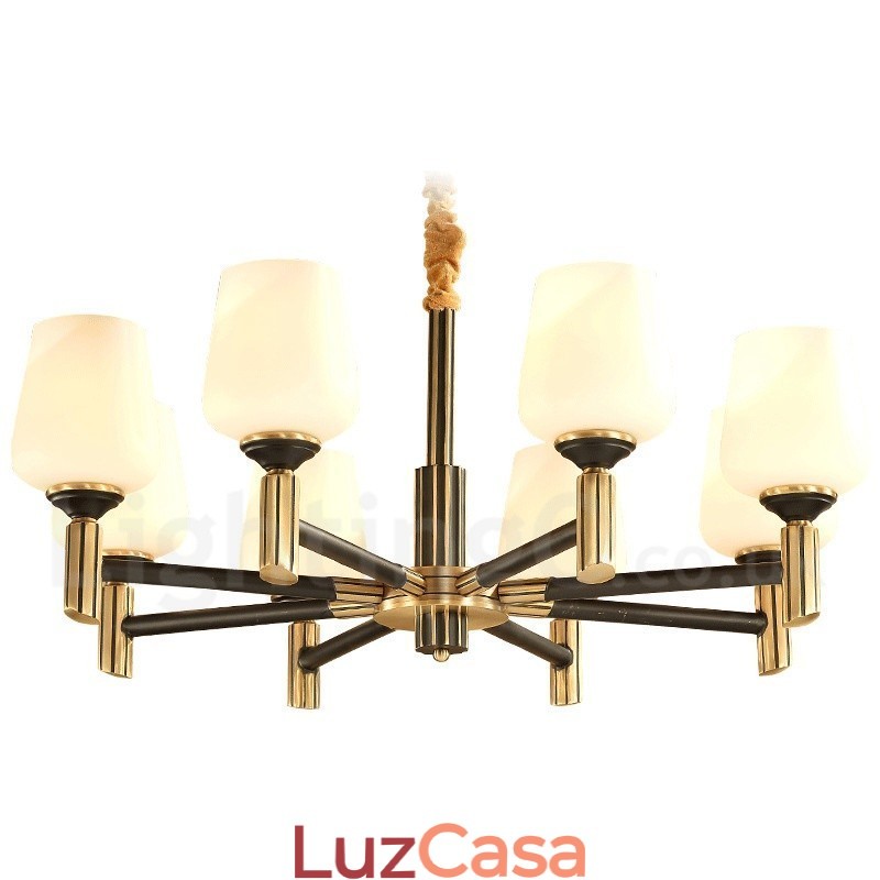 Pure Brass Grande Luxuoso Rústico Retro Vintage Pingente de Latão Lustre com Tons de Vidro