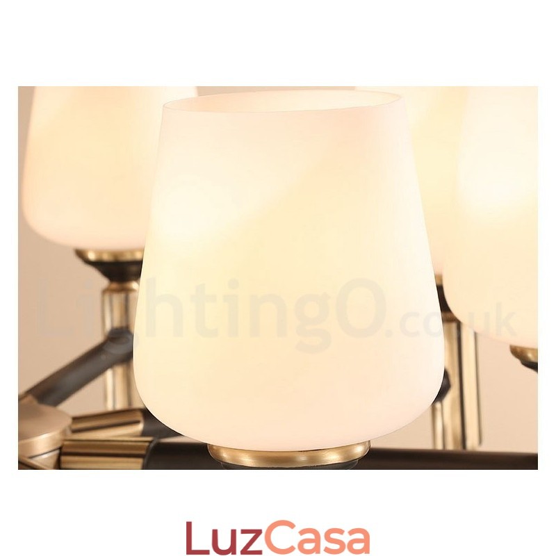 Pure Brass Grande Luxuoso Rústico Retro Vintage Pingente de Latão Lustre com Tons de Vidro
