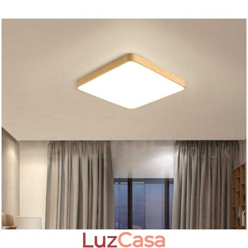 Luzes de teto de latão embutidas, estilo nórdico moderno, moderno, quadrado, ultrafinas, reguláveis, com cúpula de acrílico, também podem ser usadas como luminária de parede