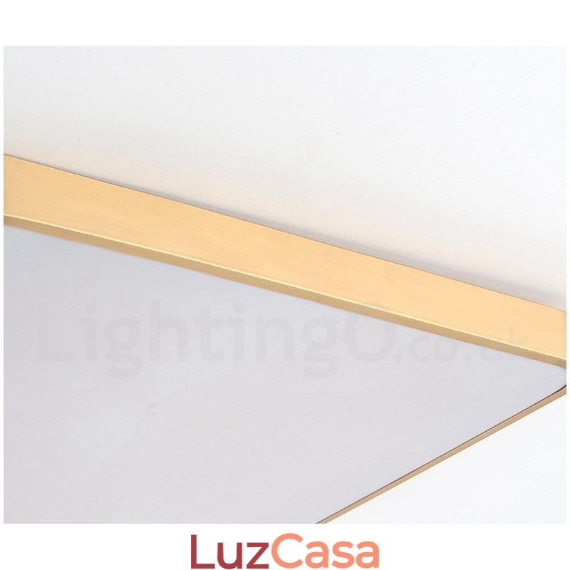 Luzes de teto de latão embutidas, estilo nórdico moderno, moderno, quadrado, ultrafinas, reguláveis, com cúpula de acrílico, também podem ser usadas como luminária de parede