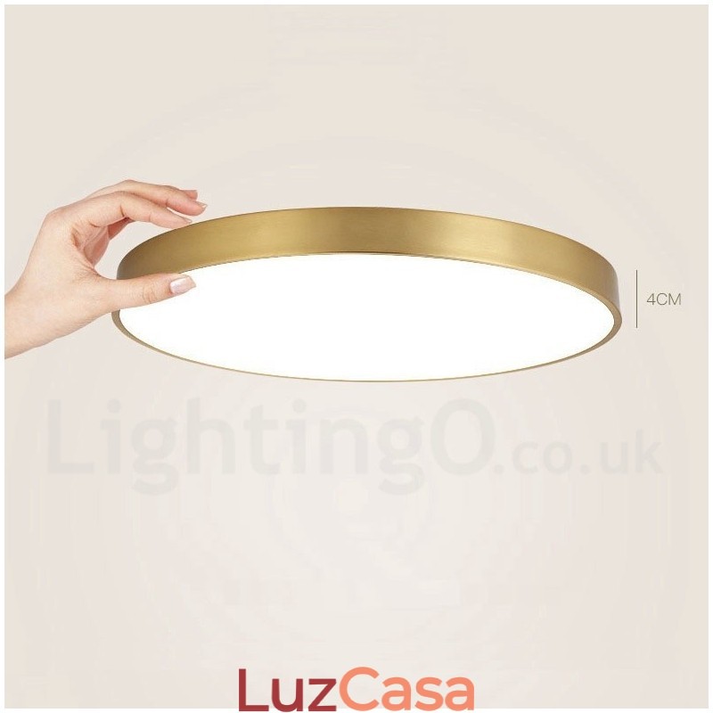 Luzes de teto de latão ultrafinas 100% redondas reguláveis, modernas, contemporâneas, estilo nórdico, embutidas, com cúpula de acrílico, também podem ser usadas como luminária de parede