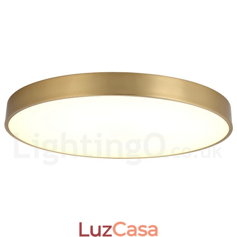 Luzes de teto de latão ultrafinas 100% redondas reguláveis, modernas, contemporâneas, estilo nórdico, embutidas, com cúpula de acrílico, também podem ser usadas como luminária de parede