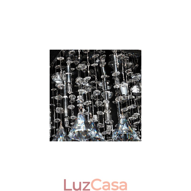 Lustre de cristal cromado clássico tradicional em metal