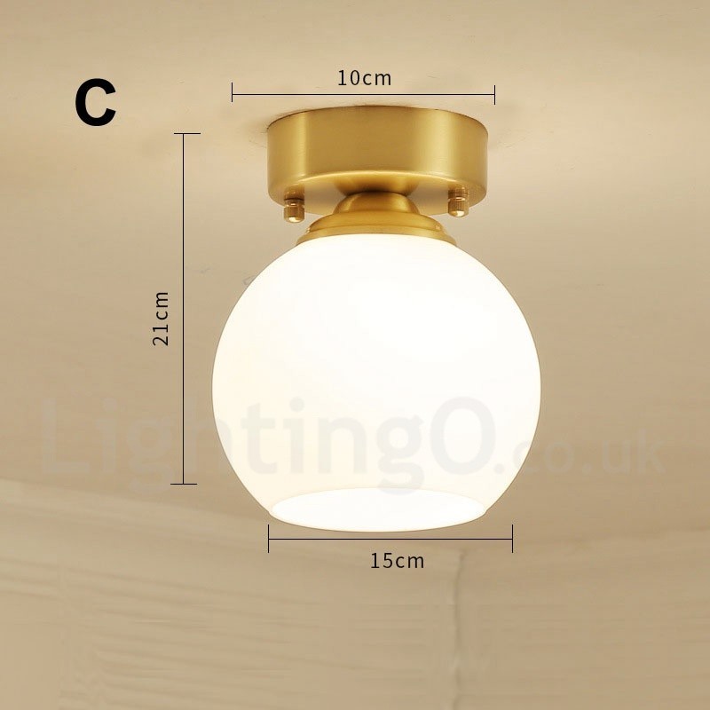 Pure Brass Rustic Lodge Nordic Style Luzes de teto embutidas com cúpula de vidro