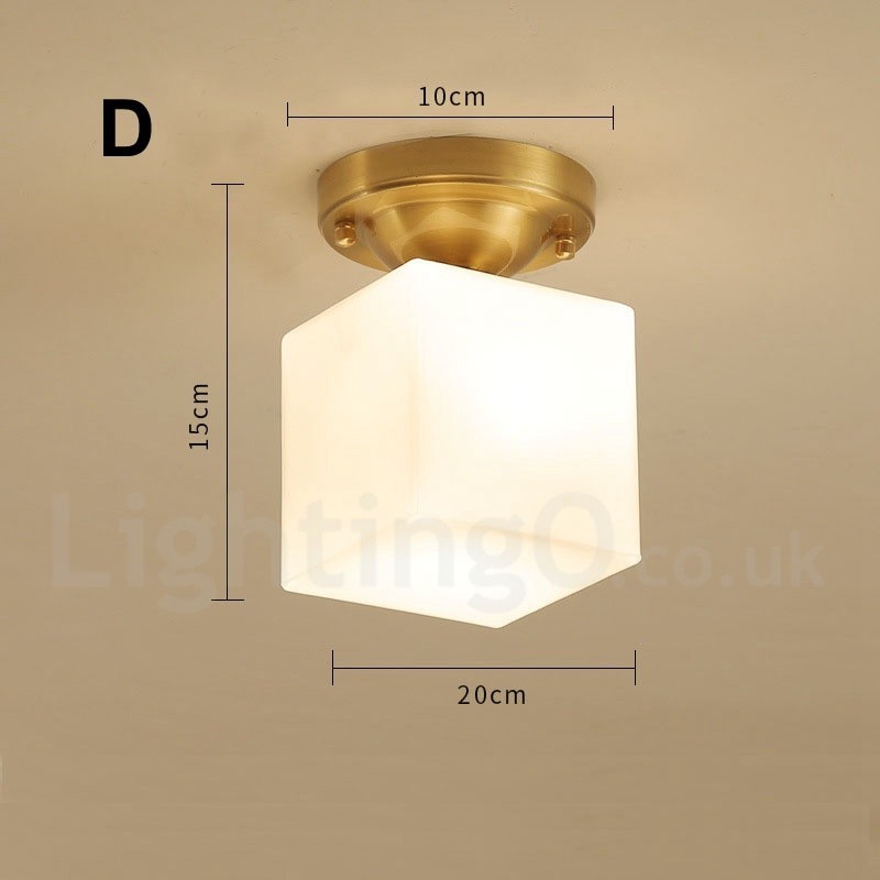 Pure Brass Rustic Lodge Nordic Style Luzes de teto embutidas com cúpula de vidro