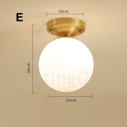 Pure Brass Rustic Lodge Nordic Style Luzes de teto embutidas com cúpula de vidro