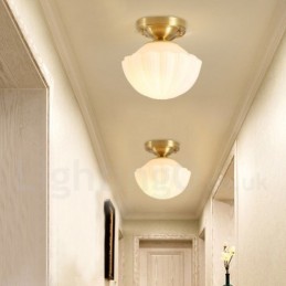 Pure Brass Rustic Lodge Nordic Style Luzes de teto embutidas com cúpula de vidro