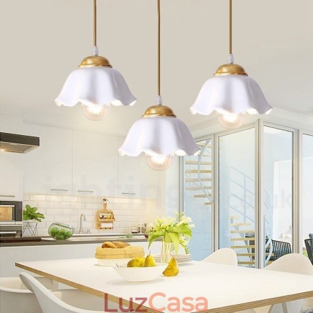 Luminária pendente estilo nórdico rústica de latão puro com cúpula de cerâmica Luminária pendente estilo nórdico rústica de latão puro com cúpula de cerâmica