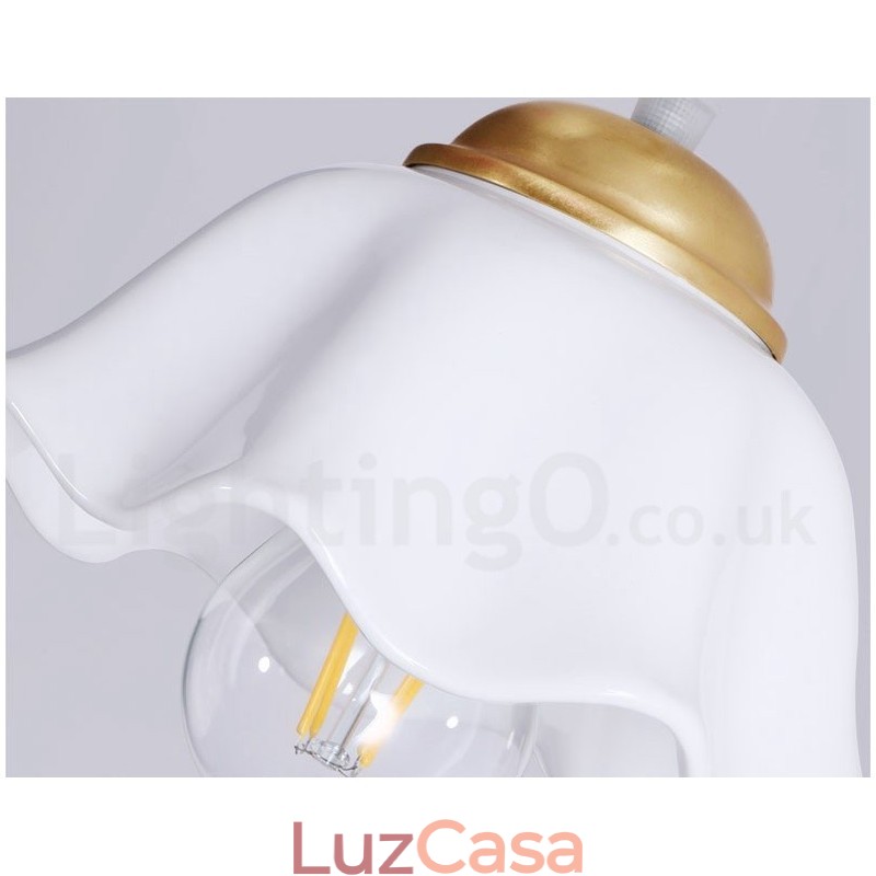 Luminária pendente estilo nórdico rústica de latão puro com cúpula de cerâmica