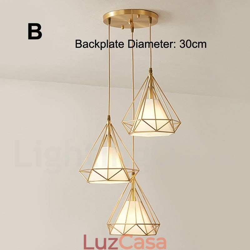 Luminária pendente estilo nórdico em estilo rústico de latão puro com cúpula de tecido