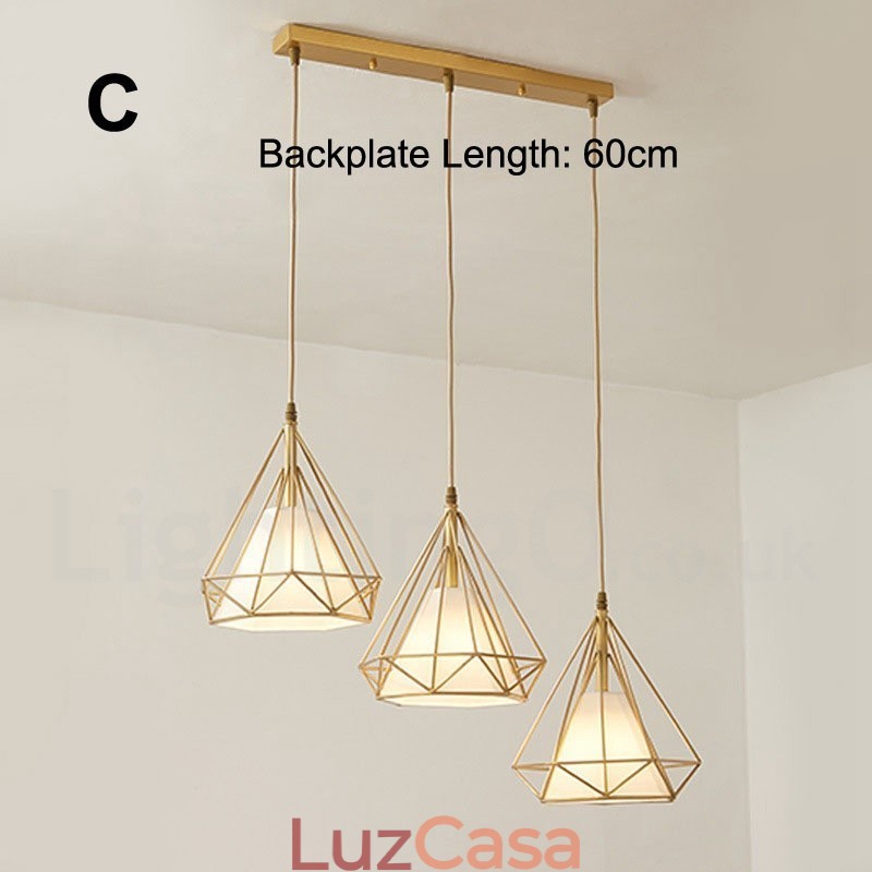 Luminária pendente estilo nórdico em estilo rústico de latão puro com cúpula de tecido