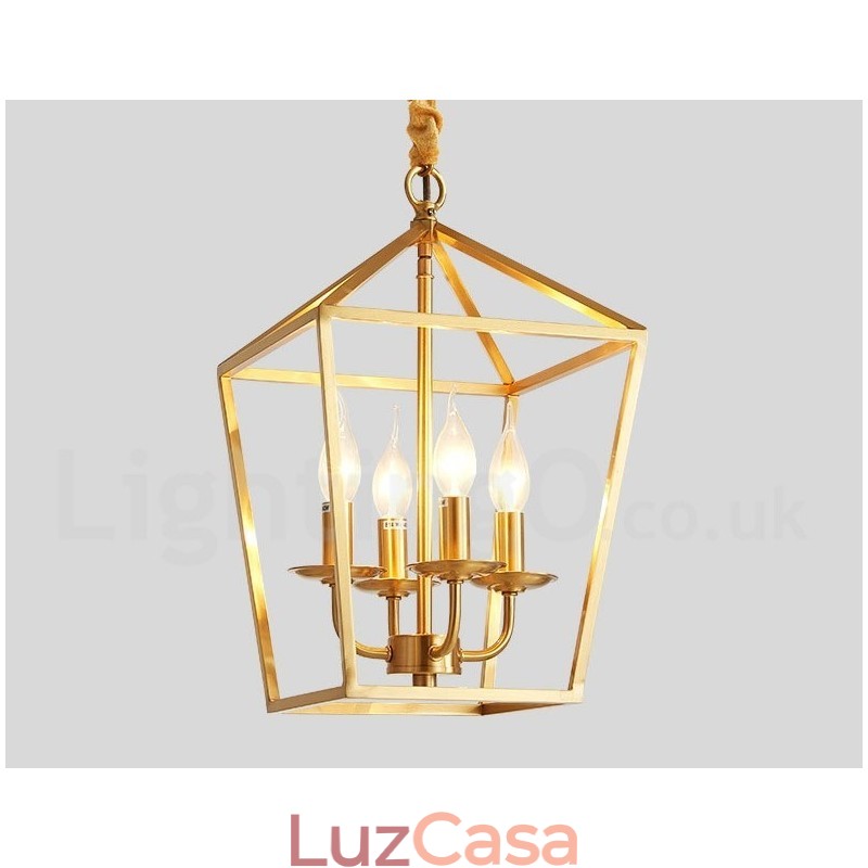 Luminária pendente estilo nórdico rústica de latão puro