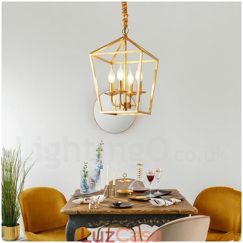 Luminária pendente estilo nórdico rústica de latão puro