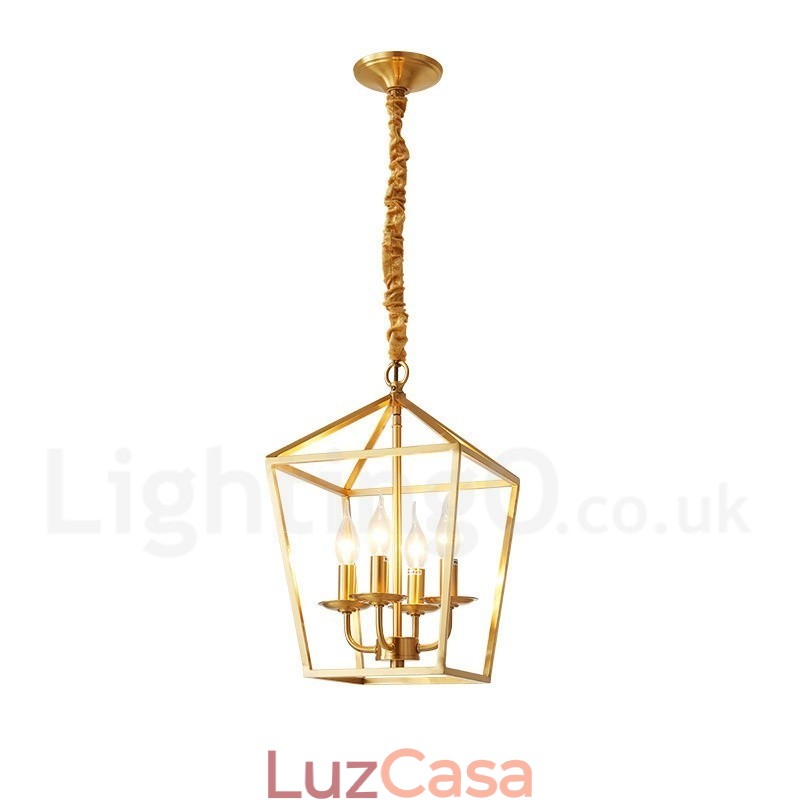 Luminária pendente estilo nórdico rústica de latão puro