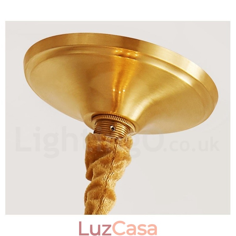 Luminária pendente estilo nórdico rústica de latão puro