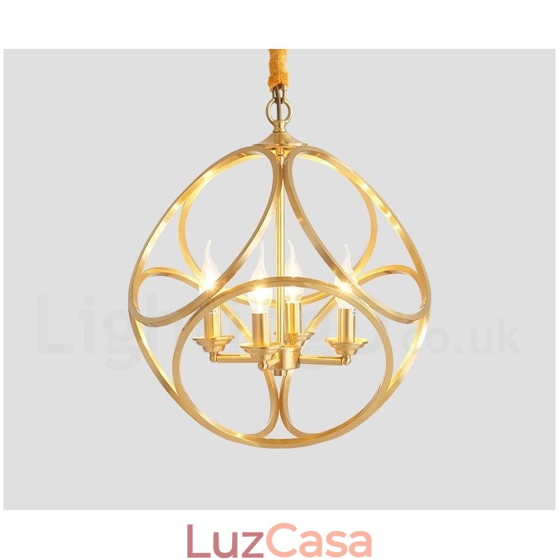 Luminária pendente estilo nórdico rústica de latão puro