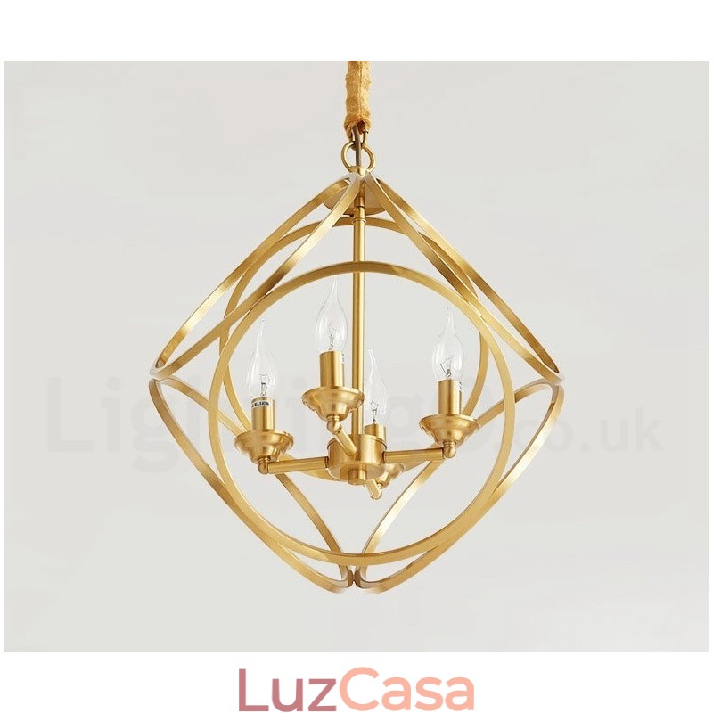 Luminária pendente estilo nórdico rústica de latão puro