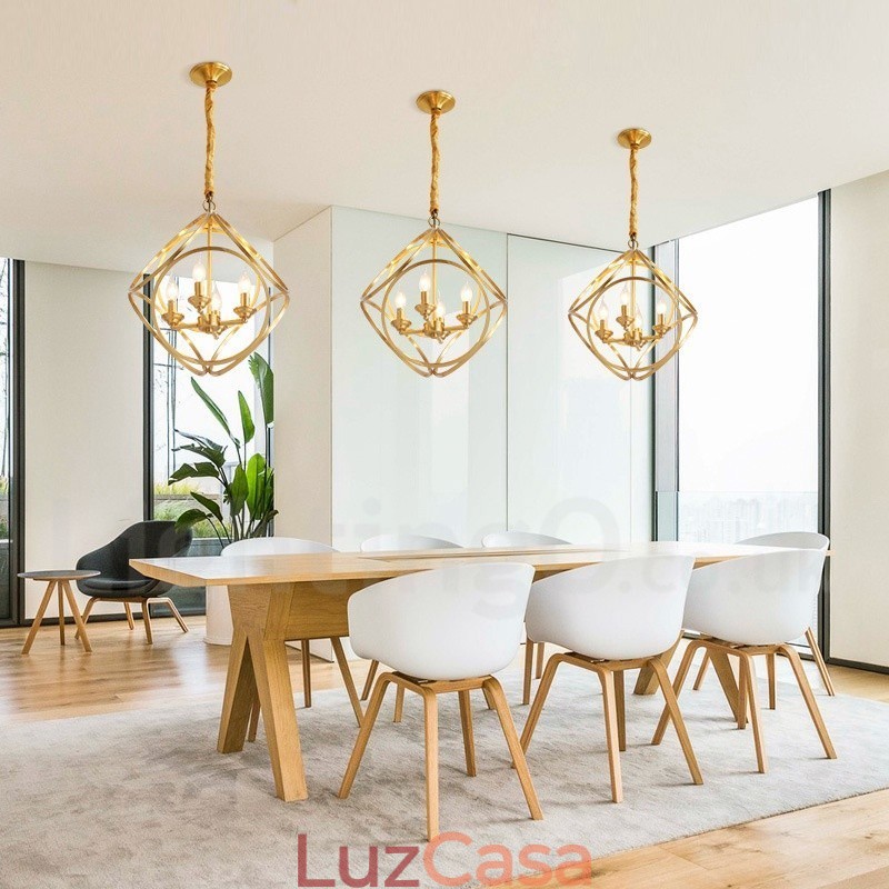 Luminária pendente estilo nórdico rústica de latão puro