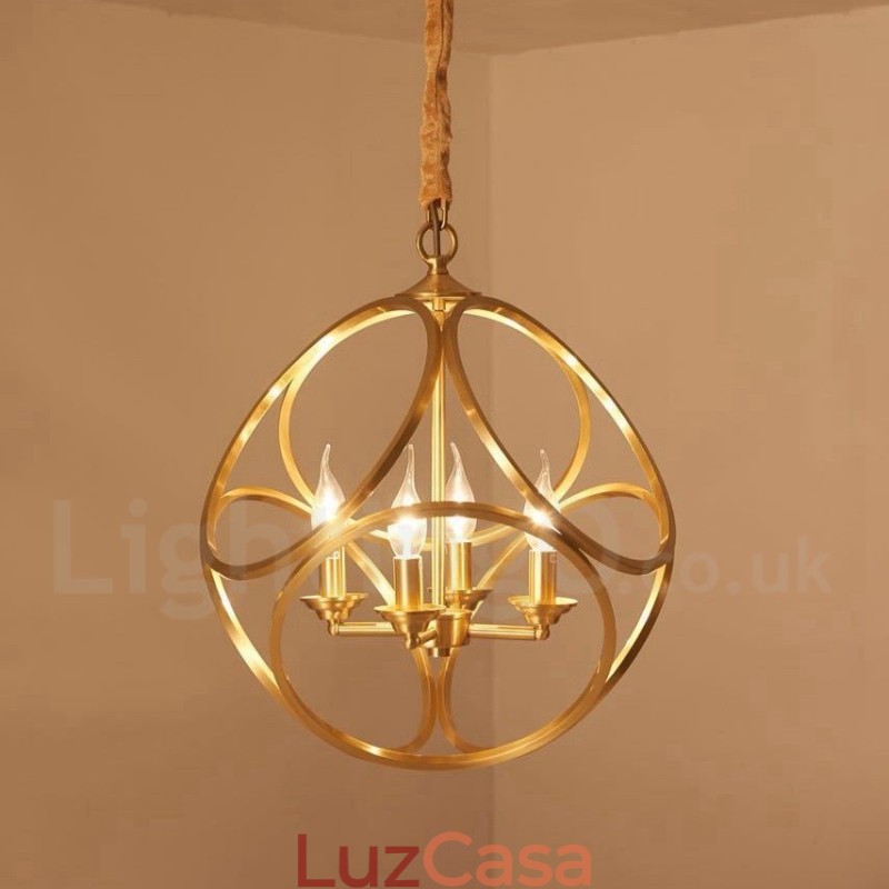 Luminária pendente estilo nórdico rústica de latão puro
