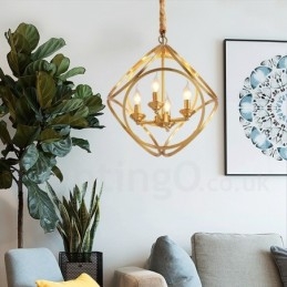 Luminária pendente estilo nórdico rústica de latão puro