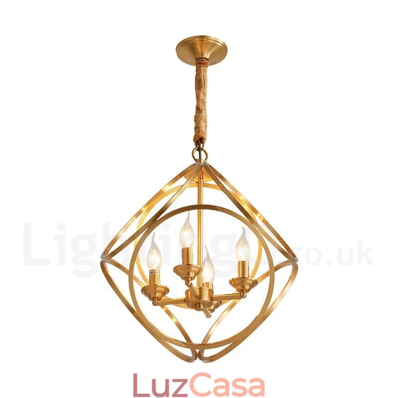 Luminária pendente estilo nórdico rústica de latão puro