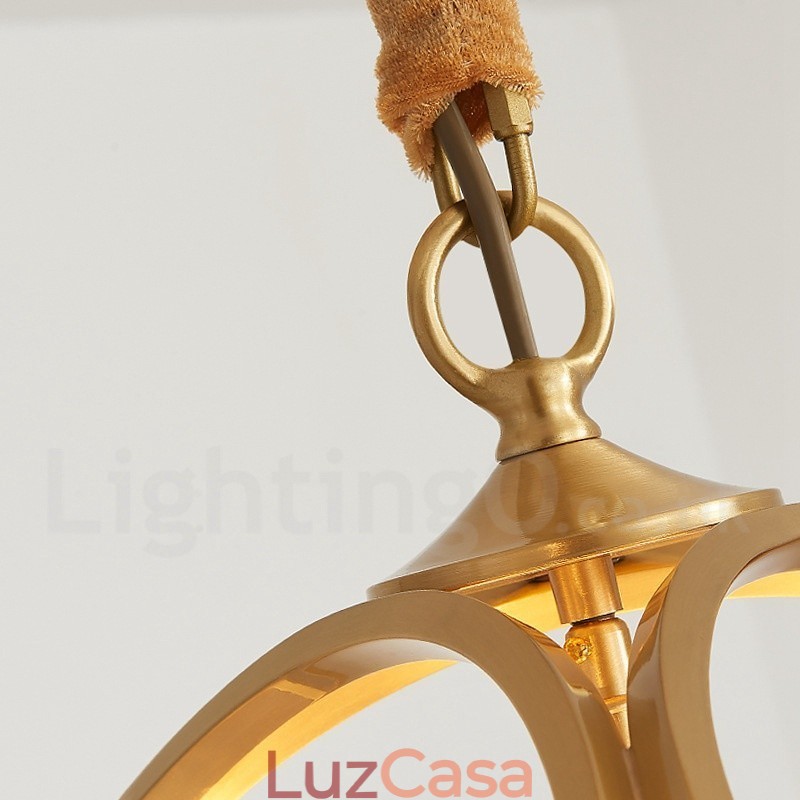 Luminária pendente estilo nórdico rústica de latão puro