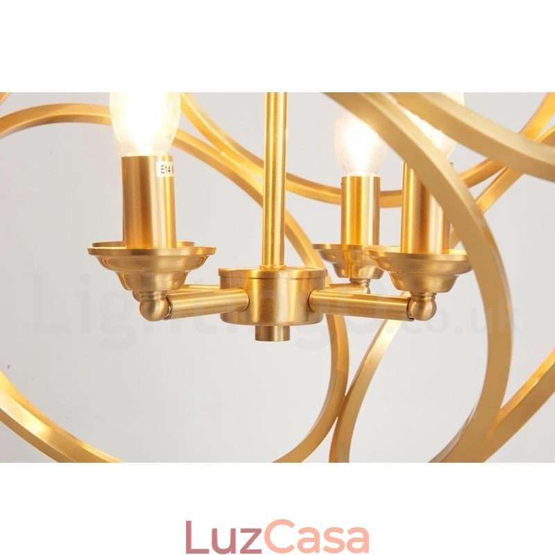 Luminária pendente estilo nórdico rústica de latão puro