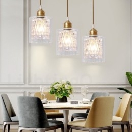 Luminária pendente estilo nórdico rústica de latão puro com cúpula de vidro