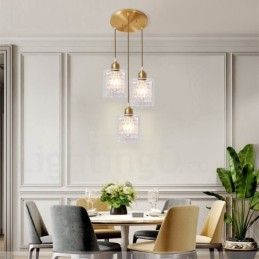 Luminária pendente estilo nórdico rústica de latão puro com cúpula de vidro