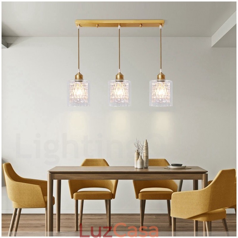 Luminária pendente estilo nórdico rústica de latão puro com cúpula de vidro