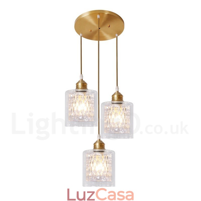 Luminária pendente estilo nórdico rústica de latão puro com cúpula de vidro