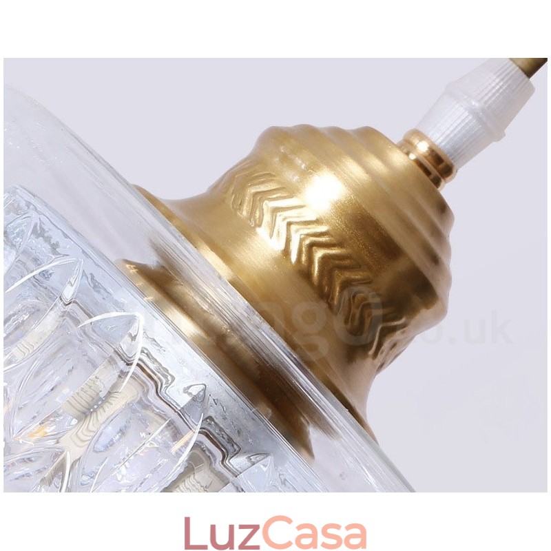 Luminária pendente estilo nórdico rústica de latão puro com cúpula de vidro