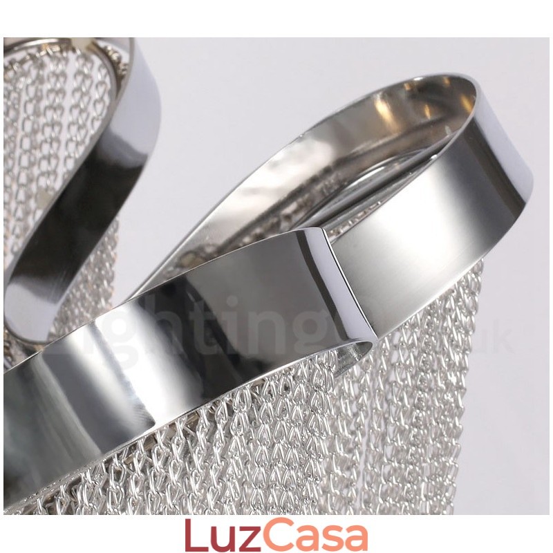Lustre de borlas de alumínio com pingente de designer, cor prata