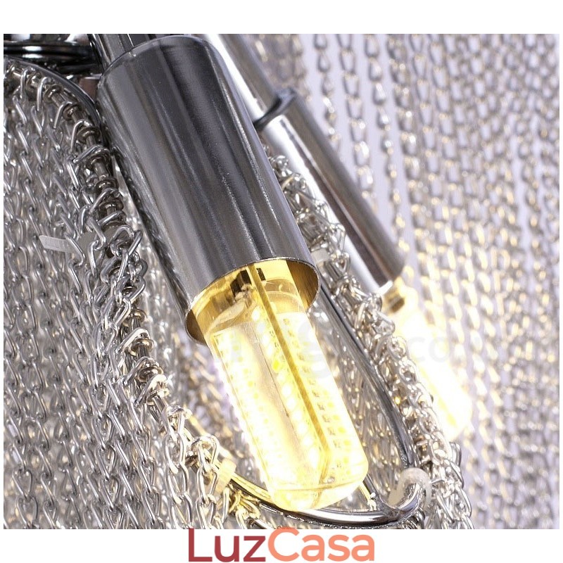 Lustre de borlas de alumínio com pingente de designer, cor prata