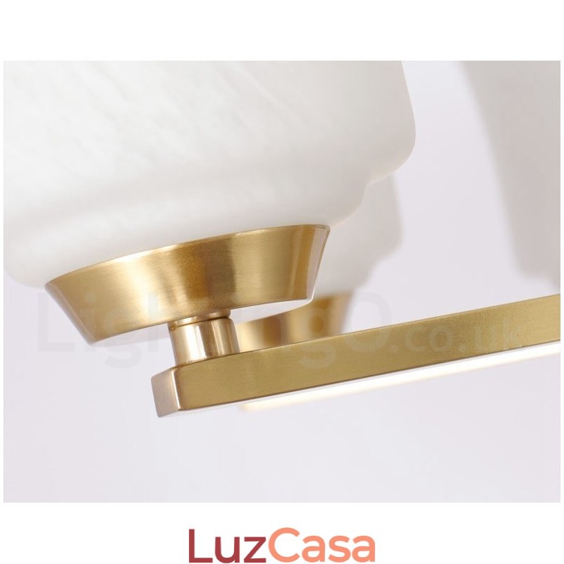 3 Luzes Pure Brass Grande Luxuoso Rústico Retro Vintage Latão Pingente Lustre com Tons de Vidro