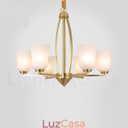 6 Luzes Pure Brass Grande Luxuoso Rústico Retro Vintage Latão Pingente Lustre com Tons de Vidro 6 Luzes Pure Brass Grande Luxuoso Rústico Retro Vintage Latão Pingente Lustre com Tons de Vidro