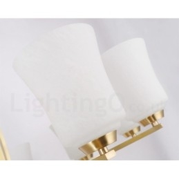 6 Luzes Pure Brass Grande Luxuoso Rústico Retro Vintage Latão Pingente Lustre com Tons de Vidro