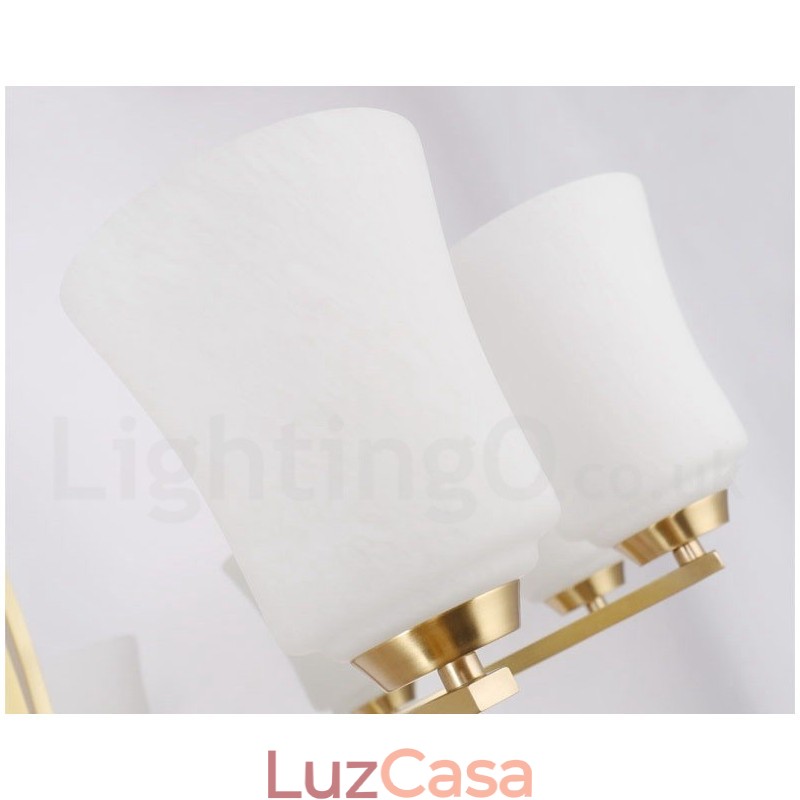 8 Luzes Pure Brass Grande Luxuoso Rústico Retro Vintage Pingente de Latão Lustre com Tons de Vidro