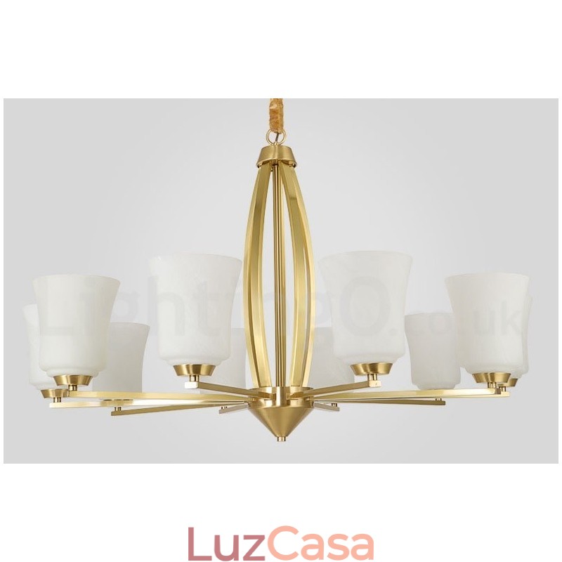 Lustre pendente de latão vintage retrô com cúpulas de vidro