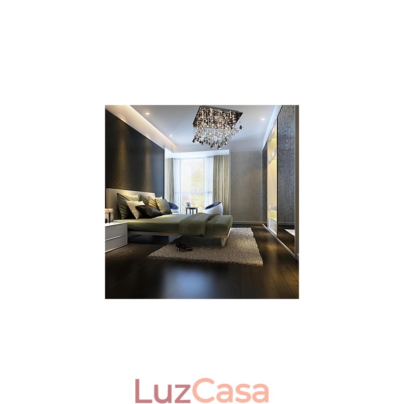 Lustre de cristal cromado clássico tradicional em metal