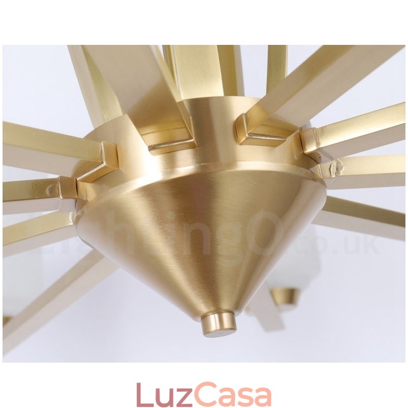 Lustre pendente de latão vintage retrô com cúpulas de vidro